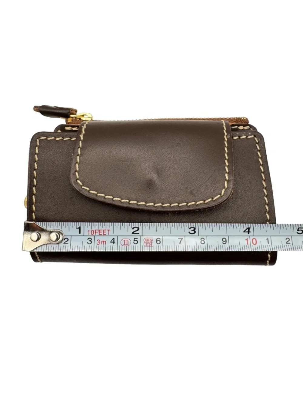 PORCO ROSSO Brown Leather Key Case Coin Purse Holder Organizer Wallet Clip Japan